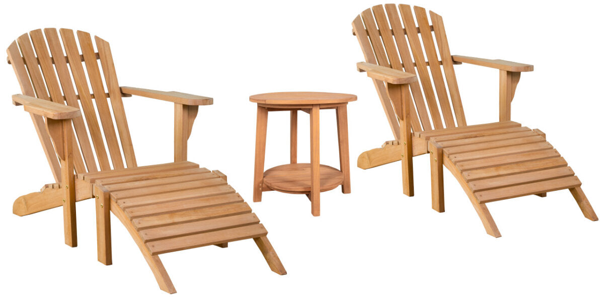 Gartenmöbelset Teak Sessel Adirondack Montreal & Beistelltisch Milton