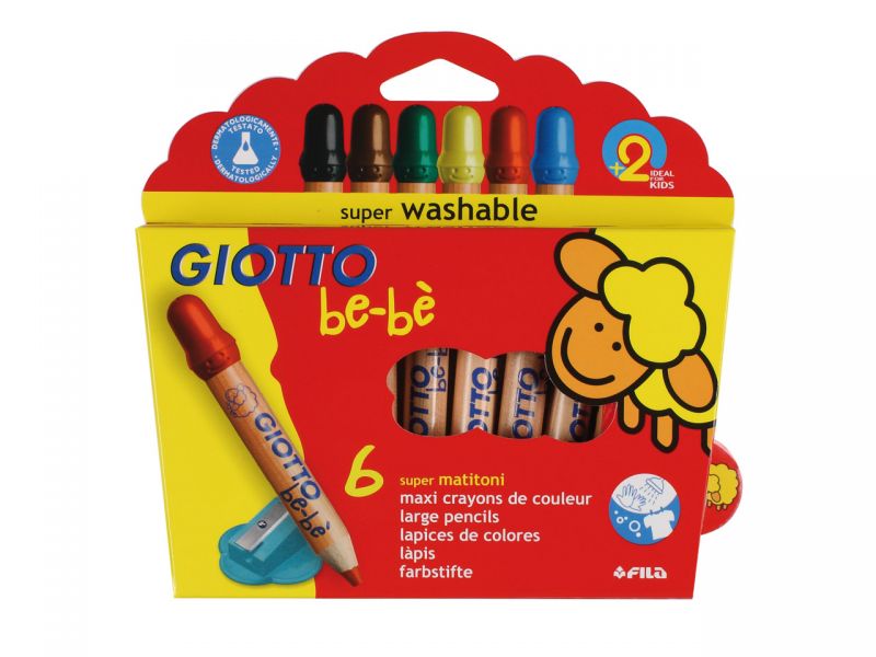 Giotto be-bè Jumbo-Farbstifte, 6er-Set inkl. Spitzer