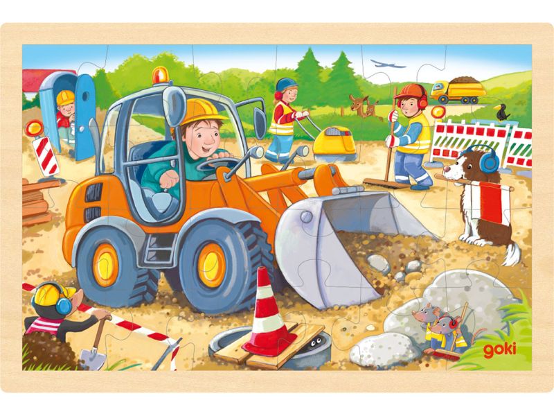 goki Einlegepuzzle »Baustelle«, Holz, 24 Teile