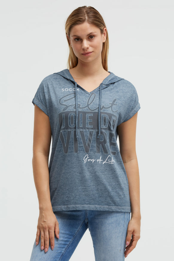 SOCCX Hoodie-Top mit Ausbrenner-Effekten und Print
