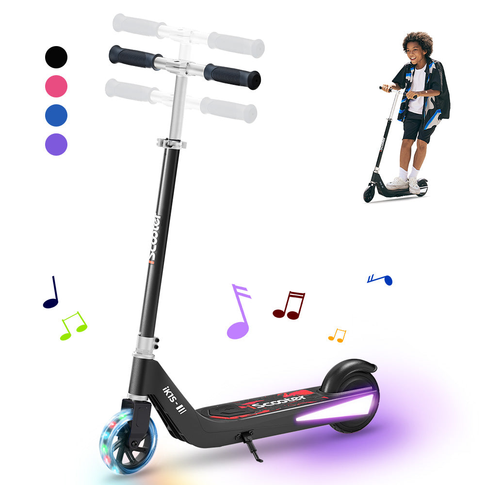 iScooter iK1S/iK2/iK3 Kinderroller mit leuchtenden Rädern - iK1S Schwarz