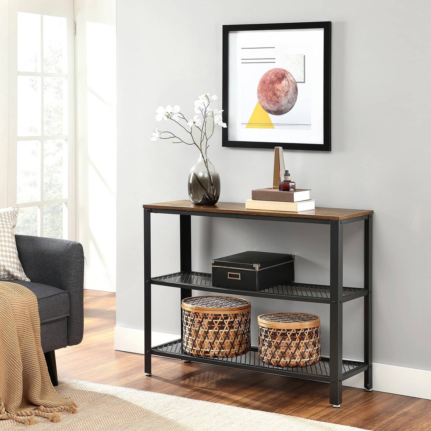 VASAGLE Konsolentisch LNT81BX: Vintage-Industrie-Design für Wohnzimmer und Flur