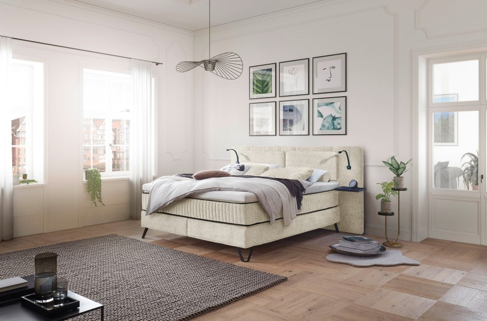 ED Exciting Design Boxspringbett Milazzo - Aphrodite in verschiedenen Farben erhältlich mit 9-Zonen-Tonnentaschenfederkern und Wireless Charging