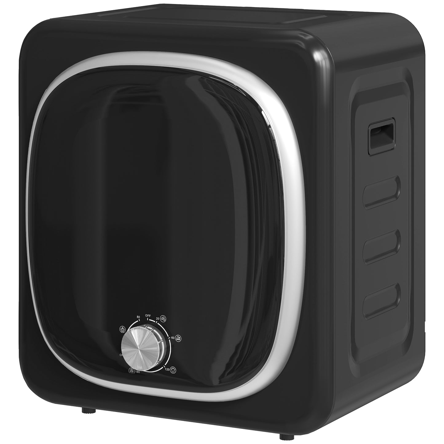 HOMCOM Kompakter Ablufttrockner elektrisch 800 W 4 kg mit 5 Trockenmodi, Edelstahl-Trommel, Frontlader, für Wohnung, Haus, Wohnmobile, Schwarz Aosom