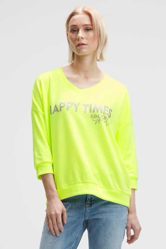 SOCCX Oversized Sweatshirt mit V-Ausschnitt und Print
