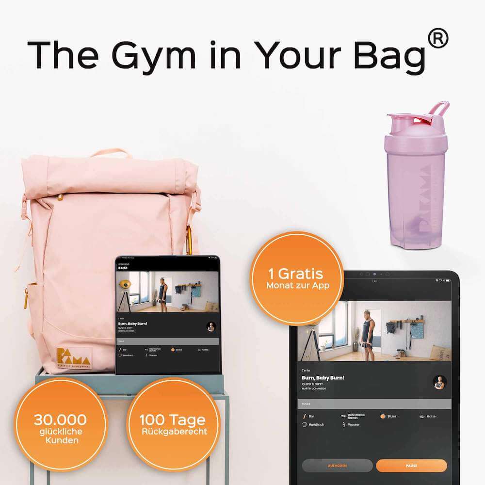 PAKAMA Fitnessstudio to Go (inkl. App) + Shaker - PARIS Pink