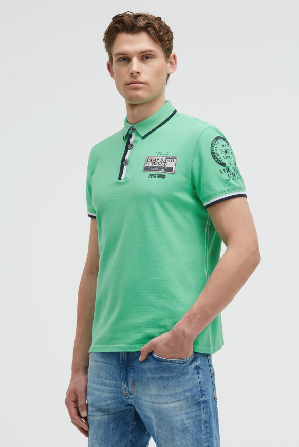 CAMP DAVID Pikee-Polo mit Prints und Patches