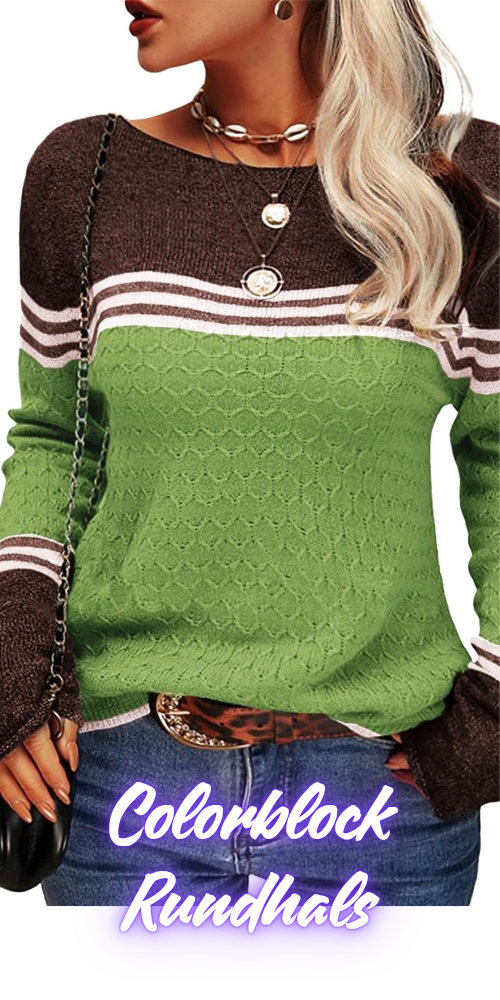 Rundhals Pullover Colorblock