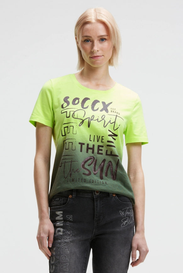 SOCCX Rundhalsshirt Dip Dye mit Glitter Print