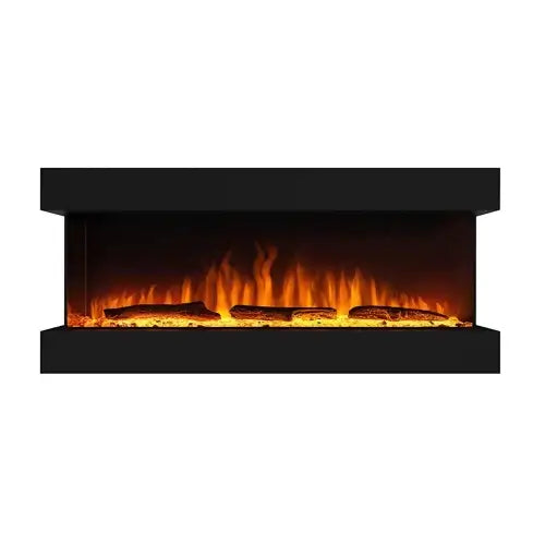 Elektro Wandkamin, 3-seitig, schwarz - Feroza 137 cm breit bis 1,5 kW Heizleistung