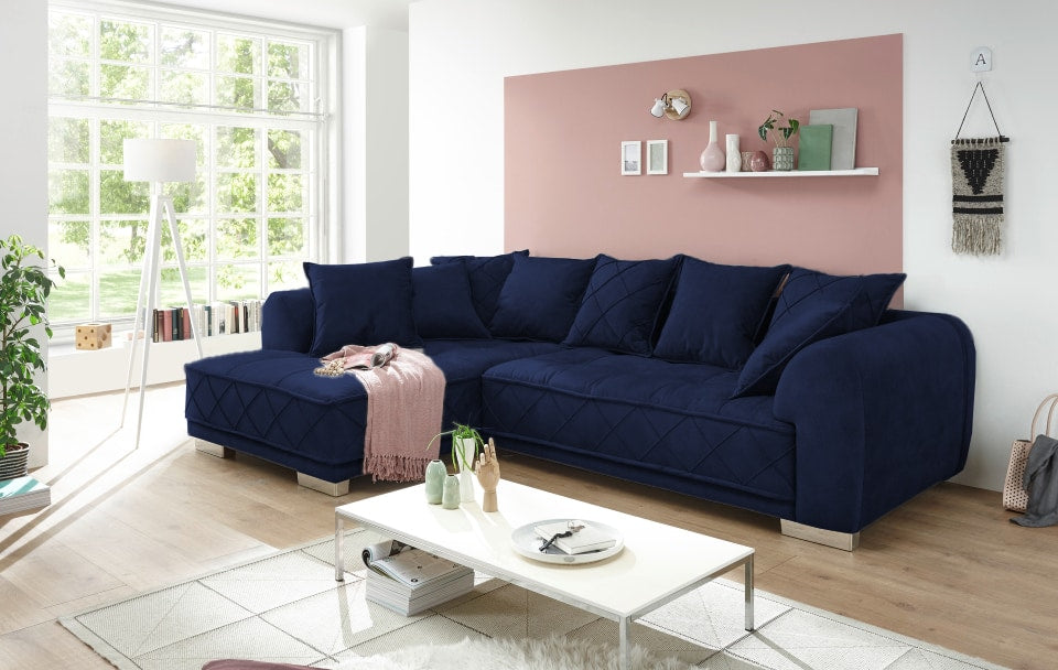 ED Exciting Design Sofa Sentina: Luxuriöses Ecksofa in Vielfalt von Farben und Materialien – Beidseitig montierbar mit Nosagfederung
