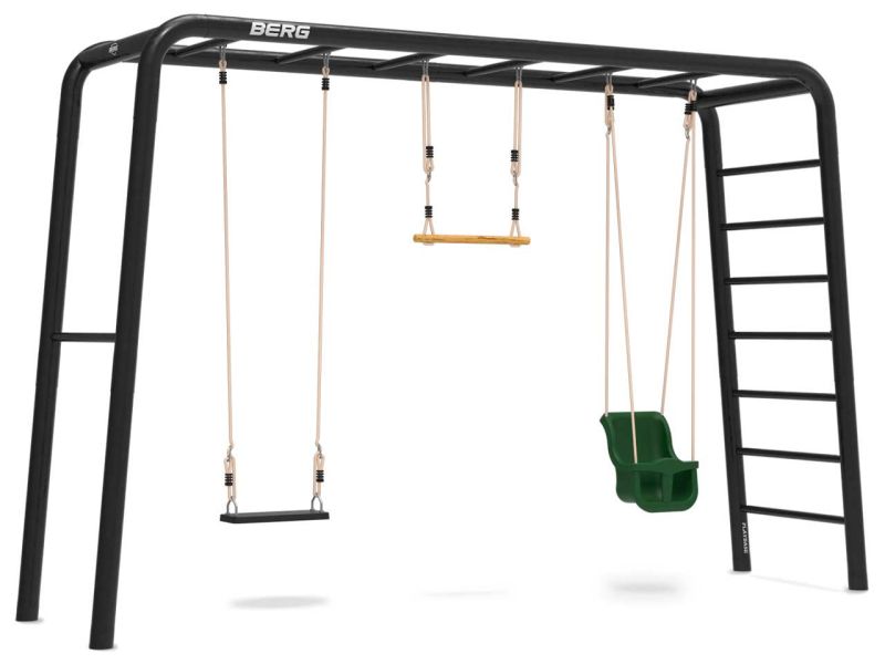 BERG PlayBase Large TL Black inkl. Holztrapez, Baby- und Gummischaukelsitz