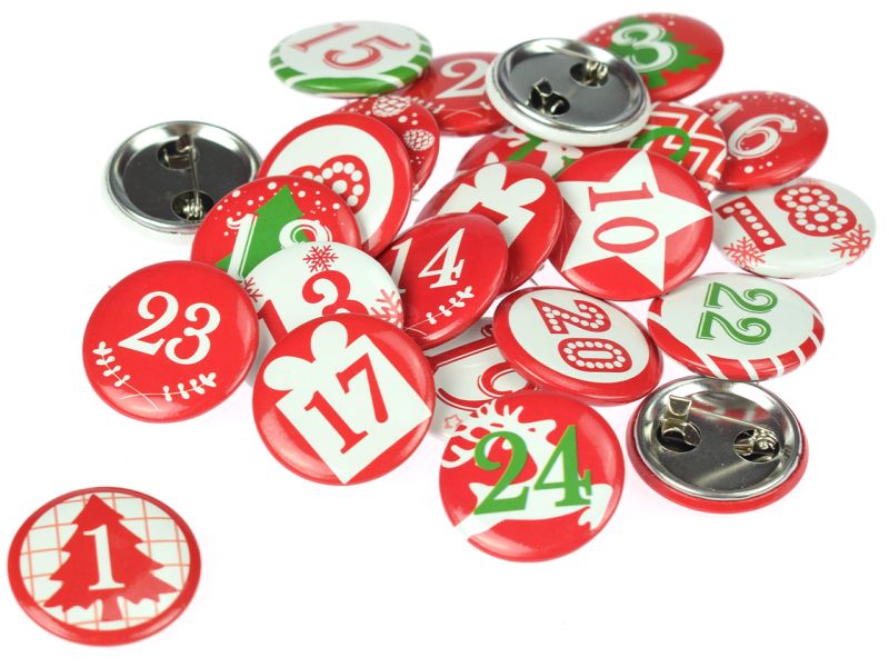 Folia Adventskalender-Buttons Classic, 24 Stück
