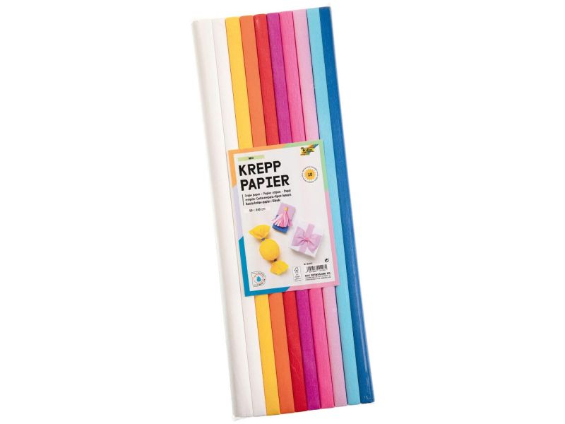 Folia Krepppapier »MIX«, 10 Rollen, 50 x 200 cm, farbig sortiert