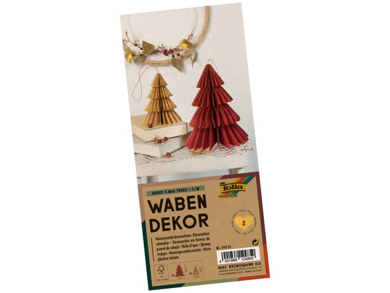 Folia Wabendekor »Berry X-Mas Trees«, rot und beige