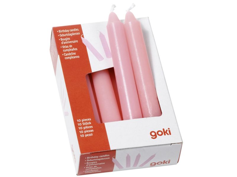 goki Geburtstagskerzen-Set, rosa, 10er-Set