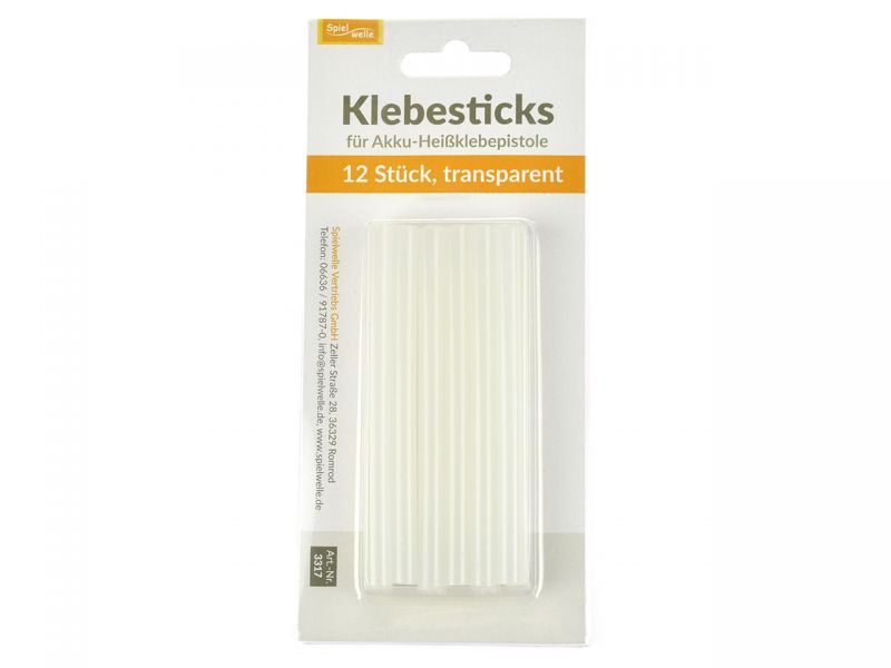 Spielheld Klebesticks für Heißklebepistole transparent, 12 Stück