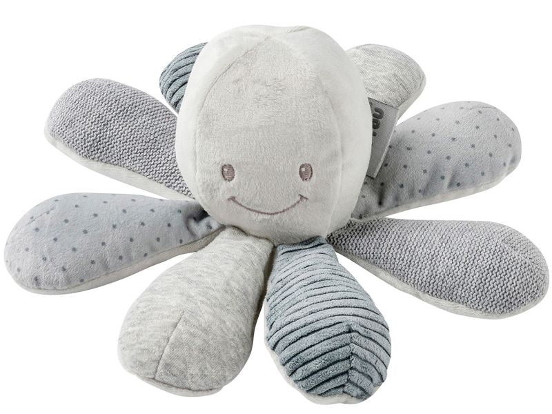 Nattou Lapidou Aktivitäts-Spielzeug Krake, grau