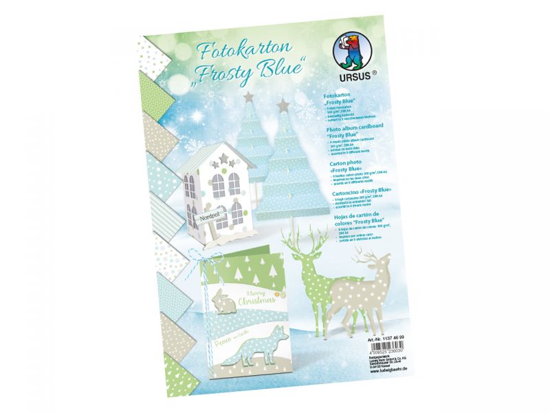 URSUS Fotokarton Frosty Blue, DIN A4, 9 Blatt
