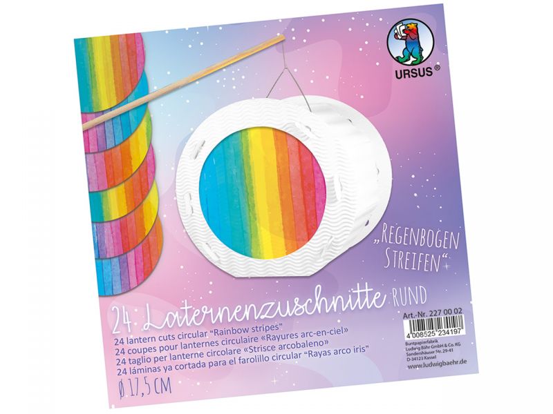 URSUS Laternenzuschnitte »Regenbogen Streifen«, rund, 24 Blatt
