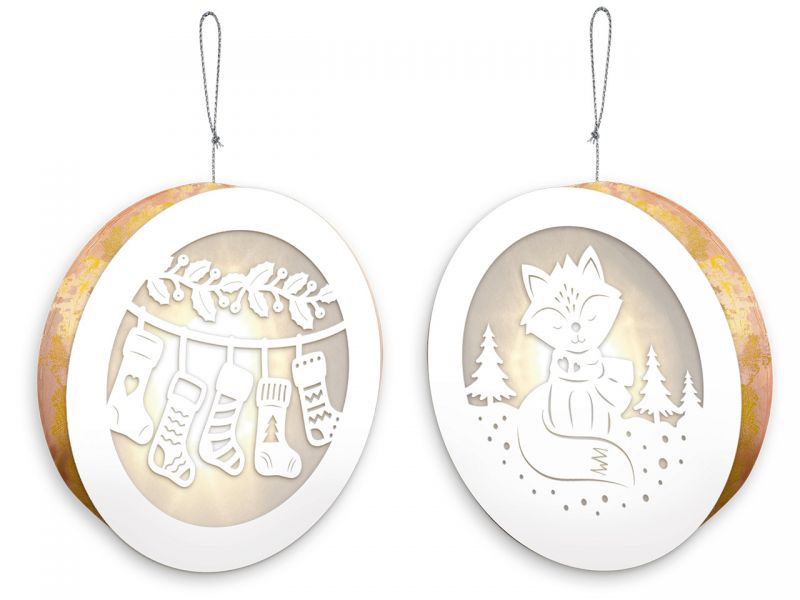 URSUS Light boxes »Fox & Christmas Socks«, ø 11 cm