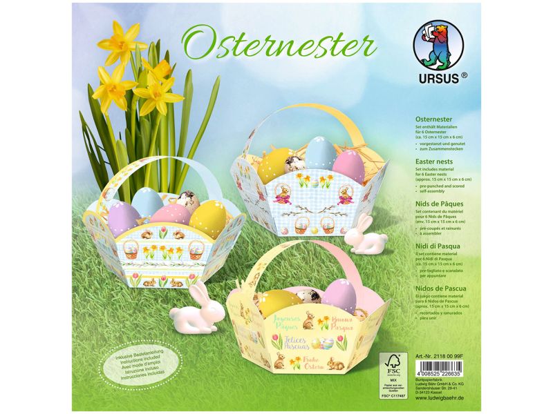 URSUS Osternester, 6 Stück sortiert, vorgestanzt