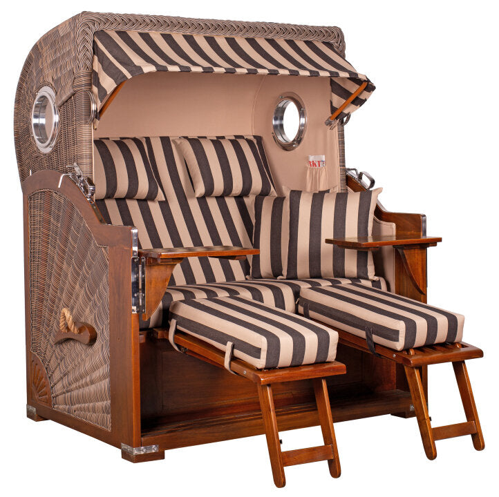 Strandkorb Baltikum Bullauge Mahagoni PE Grey Dessin 581