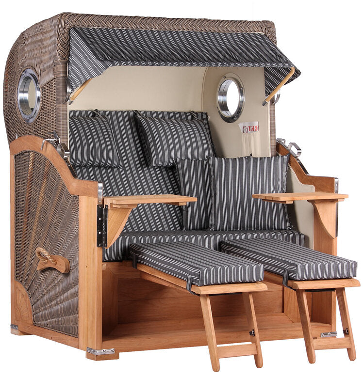 Strandkorb Baltikum Bullauge Teak PE Grey Dessin 500