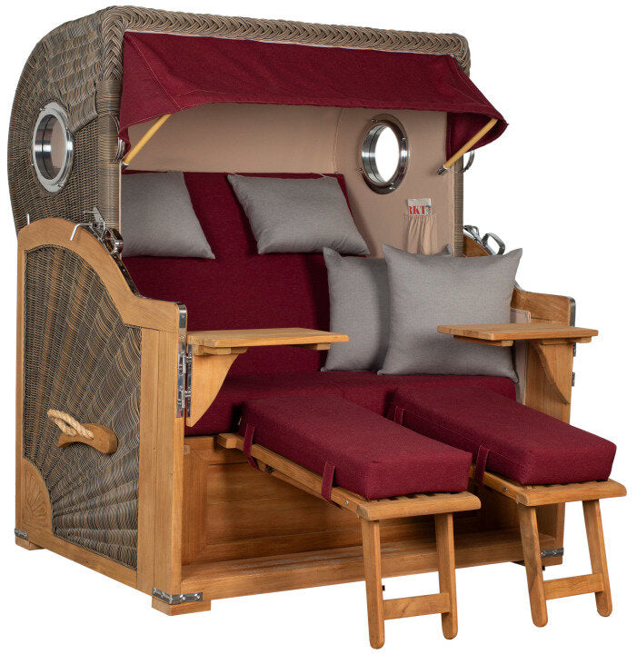 Strandkorb Baltikum Bullauge Teak PE Grey Dessin 594