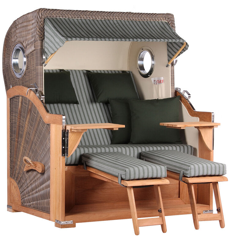Strandkorb Baltikum Bullauge Teak PE Grey Dessin 504