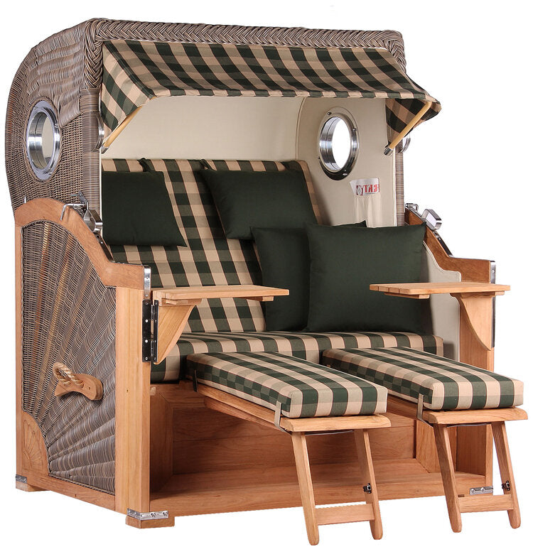 Strandkorb Baltikum Bullauge Teak PE Grey Dessin 506
