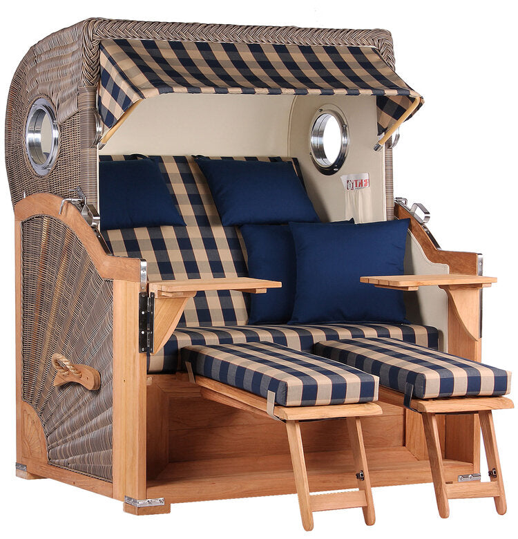 Strandkorb Baltikum Bullauge Teak PE Grey Dessin 507