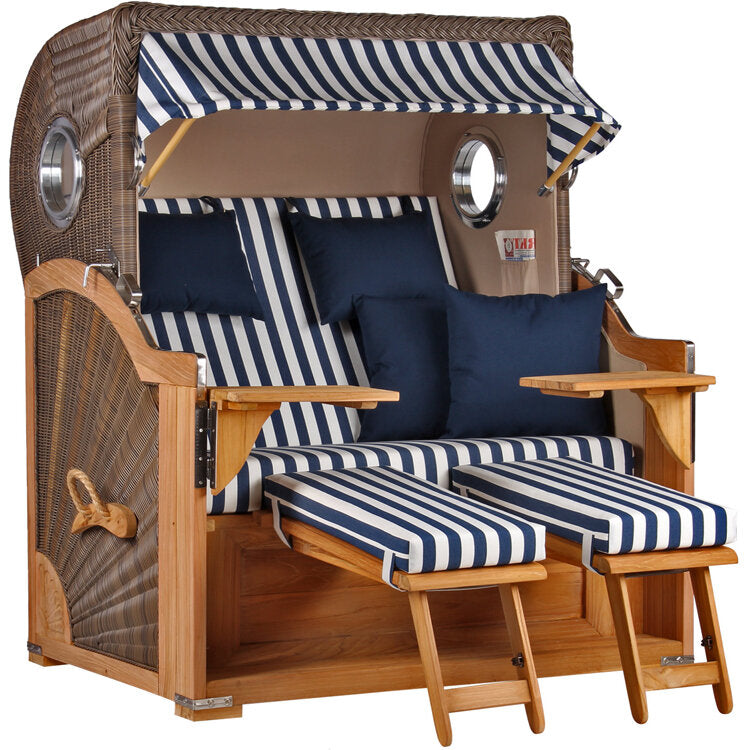 Strandkorb Baltikum Bullauge Teak PE Grey Dessin 518