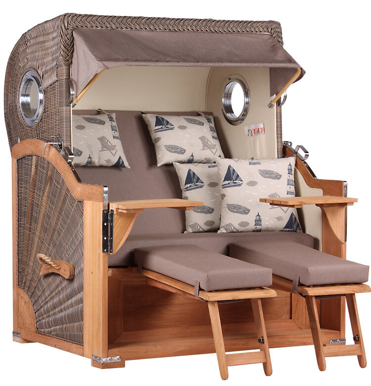 Strandkorb Baltikum Bullauge Teak PE Grey Dessin 540