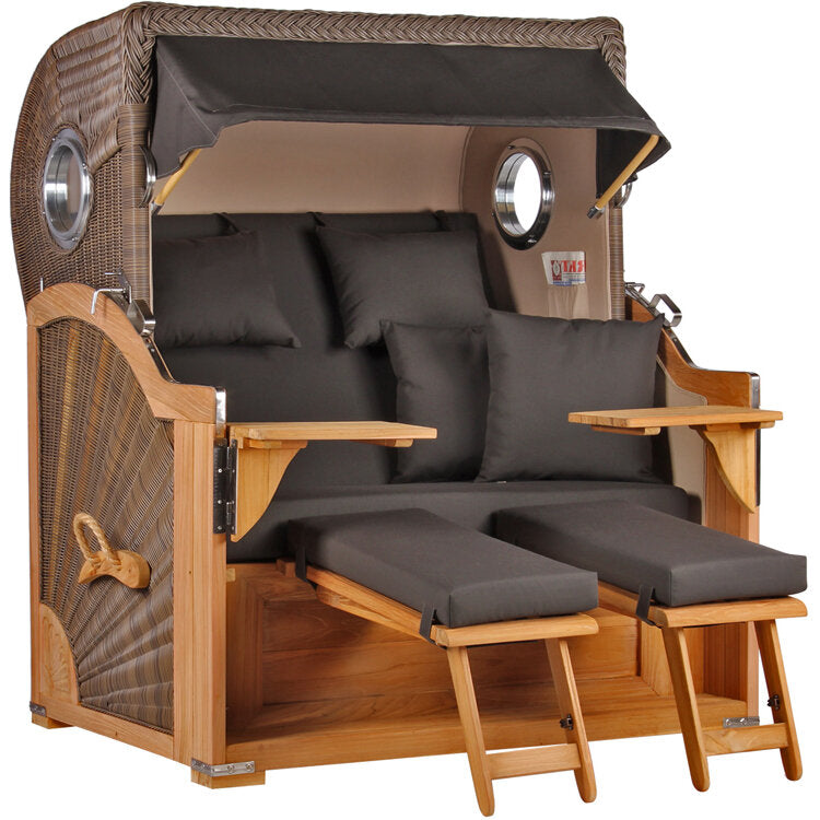 Strandkorb Baltikum Bullauge Teak PE Grey Dessin 548