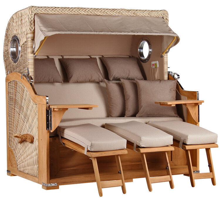 Strandkorb Baltikum XXL Bullauge Teak PE Shell Dessin 510