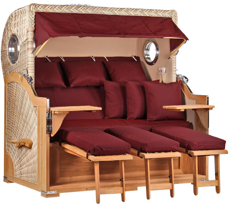 Strandkorb Baltikum XXL Bullauge Teak PE Shell Dessin 550