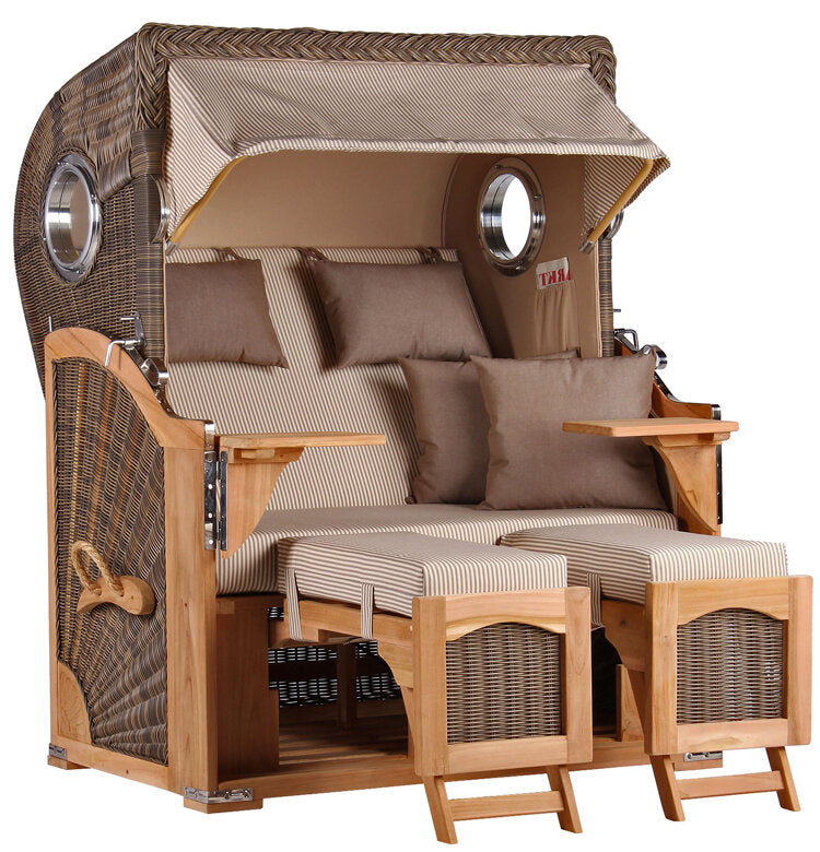 Strandkorb Düne Bullauge Teak PE Grey Dessin 510