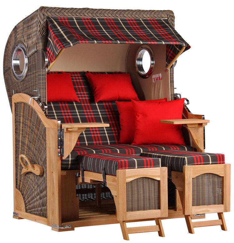 Strandkorb Düne Bullauge Teak PE Grey Dessin 529