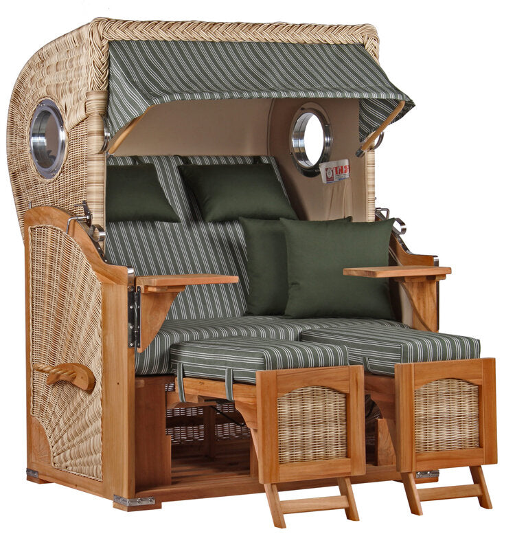 Strandkorb Düne Bullauge Teak PE Shell Dessin 504