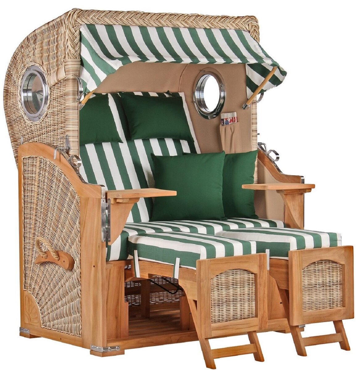 Strandkorb Düne Bullauge Teak PE Shell Dessin 561