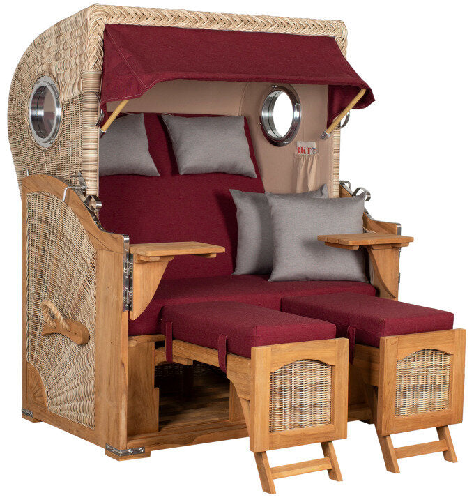 Strandkorb Düne Bullauge Teak PE Shell Dessin 594