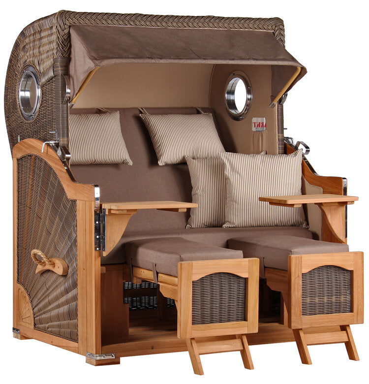 Strandkorb Düne Grande Bullauge Teak PE Grey Dessin 534