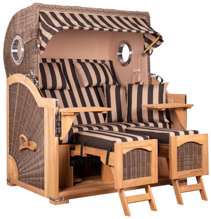 Strandkorb Düne Grande Bullauge Teak PE Grey Dessin 581