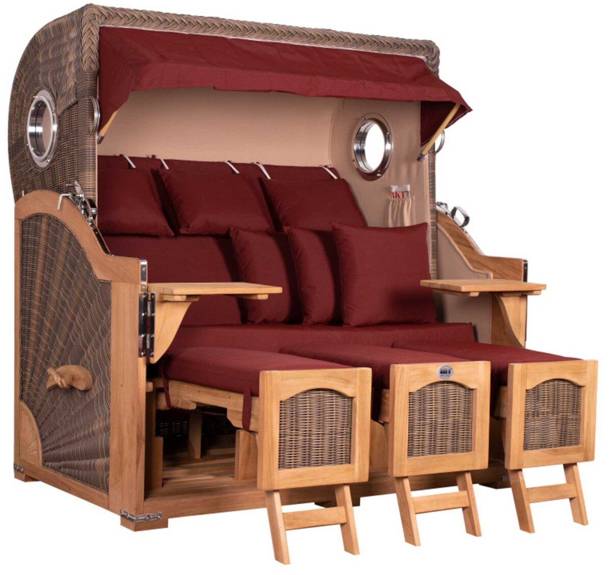 Strandkorb Düne Grande XXL Bullauge Teak PE grey Dessin 550