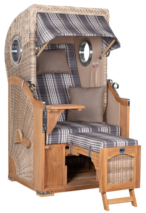 Strandkorb Düne Single Bullauge Teak PE Shell Dessin 522