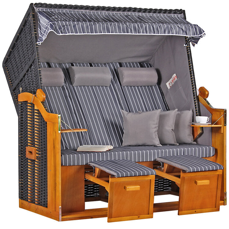 Strandkorb Ostsee XXL Wacholder PE Schwarz Dessin Royal Anthrazit