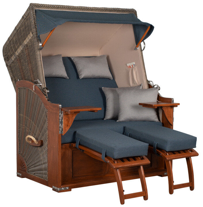 Strandkorb Seeblick Mahagoni PE Grey Dessin 593