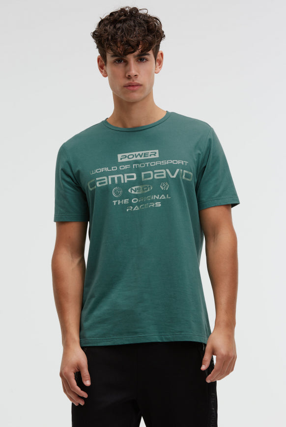 CAMP DAVID T-Shirt Rundhals mit Metallic Folienprint