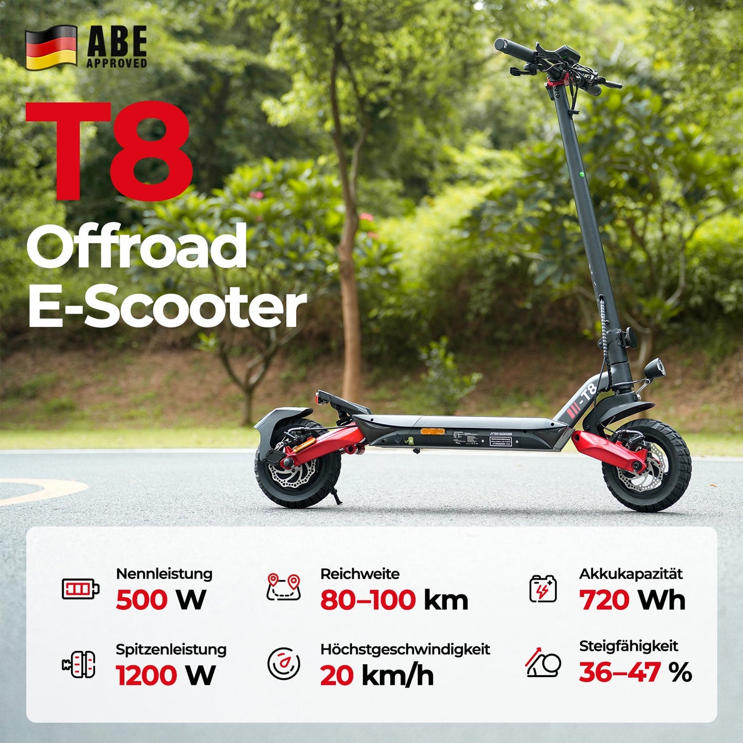 iScooter 1000W T4 Offroad E-Scooter Mit Straßenzulassung (ABE/eKFV) - T8